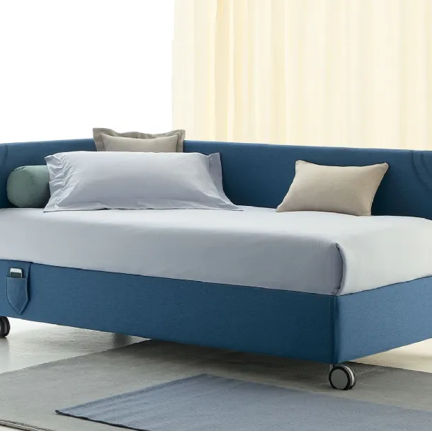 Daybed singolo Golf 219 Jeans Mode in tessuto con box contenitore di Oggioni