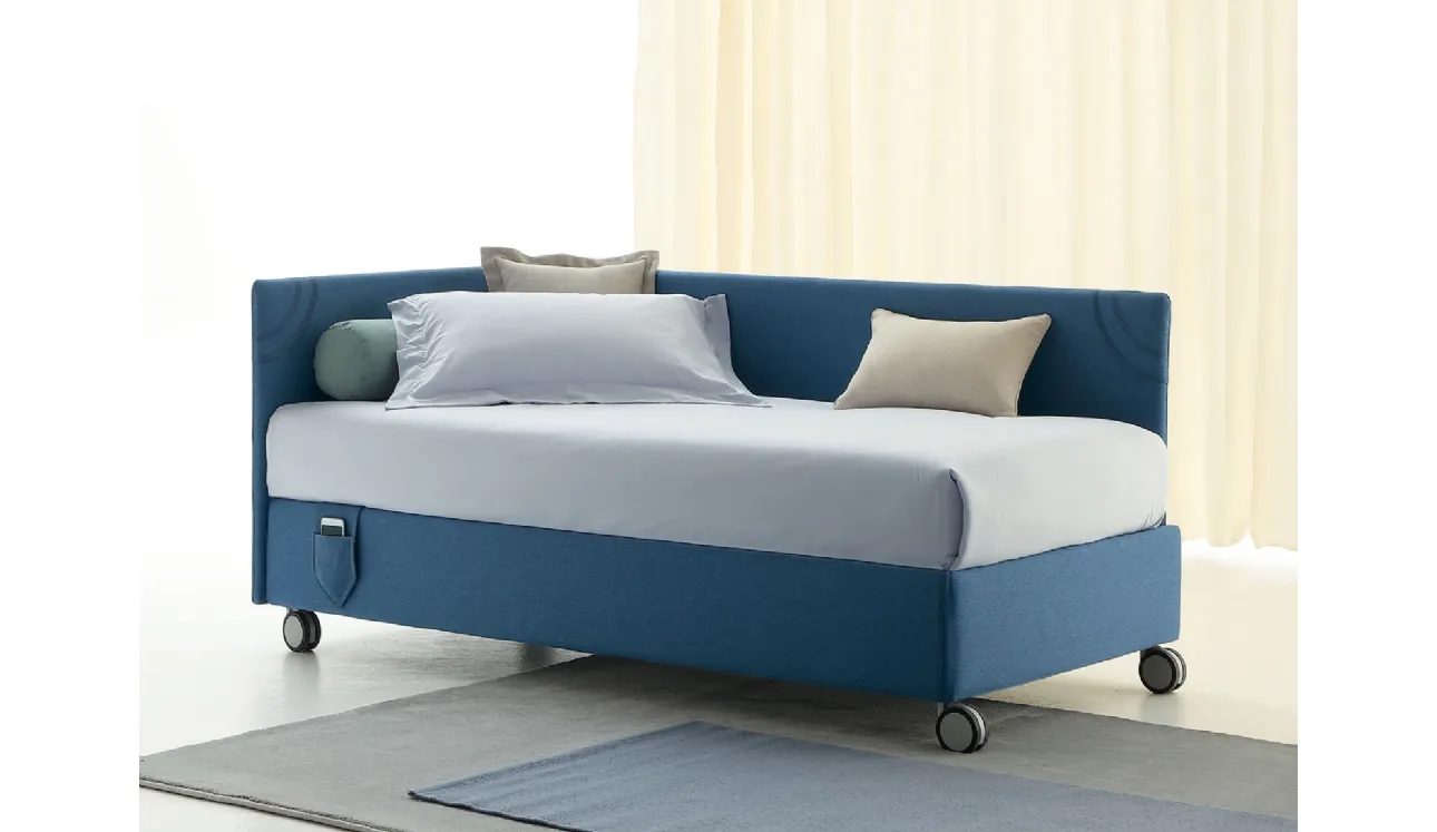 Daybed singolo Golf 219 Jeans Mode in tessuto con box contenitore di Oggioni